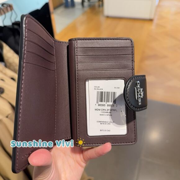 NWT Coach Medium Corner Zip Wallet Butterfly Print CCL65 Silver/Black - Picture 4 of 5